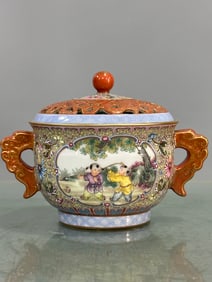 A Rare Enamel Color Figure Story Pattern Censer