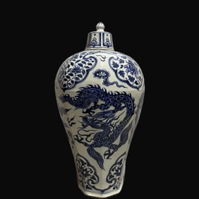 A Rare Blue and White Dragon Pattern Vase