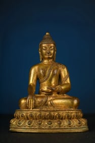 A Rare Gilt Bronze Sakyamuni Seated Statue