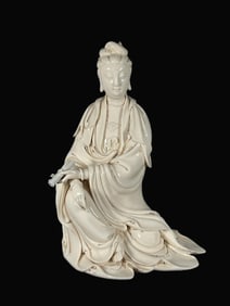A Rare Blance-De-Chine Statue of Avalokitesvara
