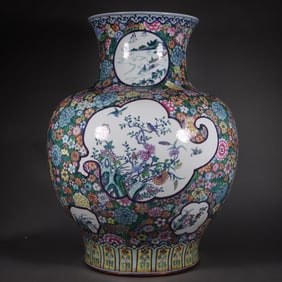 A Rare Blue-and-White Doucai Flower-and-Bird Pattern Vase