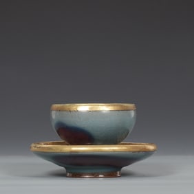 A Set of Rare  Jun yao Cup and Saucer