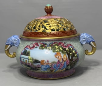 A Rare Enamel Character and Story Patterns Censer