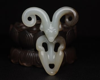 A Rare Hetian Jade Sheep-Shaped Pendant