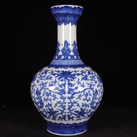 A Rare Blue-and-White Lotus Phoenix Pattern Vase
