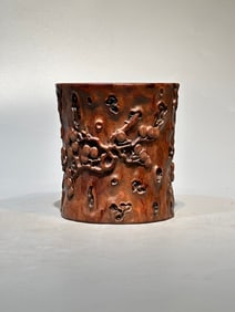 A Rare Huanghuali Wood Brush Pot