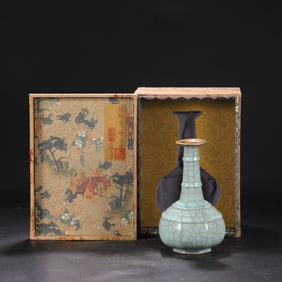 A Rare Old Collection Southern Song Dynasty Guan yao Celadon Glazed Gold Mouth Octagonal Bamboo