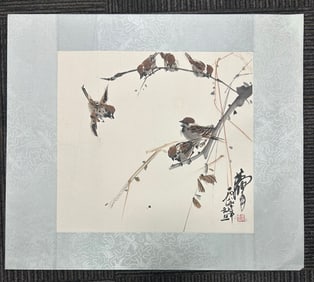 A Chinese Vertical Scroll Ink Painting of Figures on Paper,Modern Time of China,Huang Zhou,without