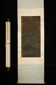 A Chinese Vertical Scroll Ink Painting of Landscape on Silk