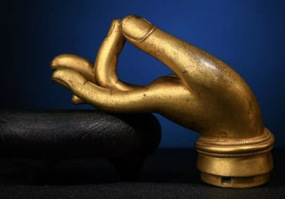 A Rare Gilt Bronze Buddha's Hand Ornament