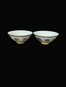 A Pair of Rare Enamel Eight Treasures Pattern Cups