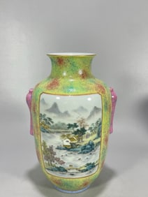 Peach Blossom Cave Glazed Landscape Figure Pattern Vase