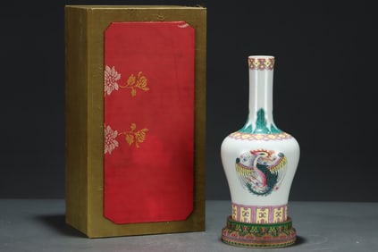 A Rare Famille-Rose Phoenix Pattern Hand Bell