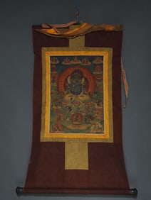 A Rare Brocade Painted Color Statue of Vajra Tangka