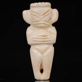An Archaic Hongshan Culture Yellow Jade Figure Ornament
