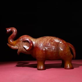 An Exquisite White Jade Elephant Ornament