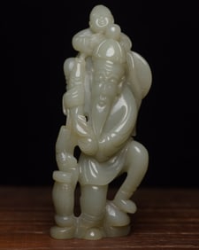 An Exquisite White Jade Figure Hand Piece