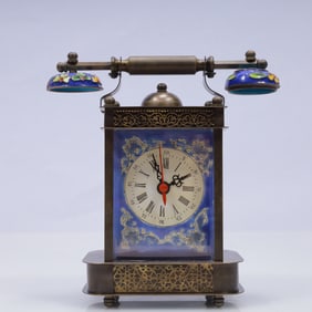 An Exquisite Cloisonne Flower Pattern Table Clock Ornament