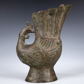 A Rare Bronze Phoenix Zun