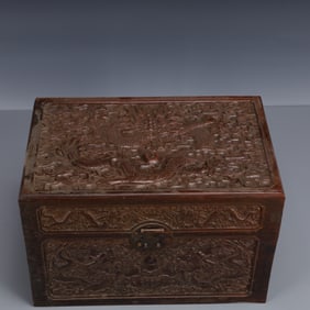 A Rare Zitanwood Dragon Pattern Box