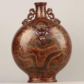 A Huge Enamel Dragon Pattern Double-Ears Vase