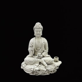 An Exquisite Blance-De-Chine Statue of Sakyamuni