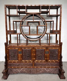 An Exquisite Huali Wood Auspicious Cloud Dragon Pattern Antique Shelf