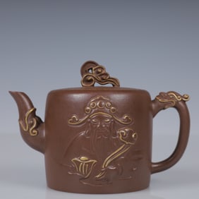 An Exquisite Purple Sands Figure Teapot
