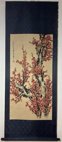 A Chinese Vertical Scroll Ink Painting of Flower on Paper