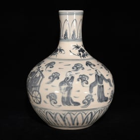 A Huge Blue and White Figure and Story Pattern Vase,with Poem