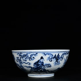 An Exquisite Blue and White Figure and Story Pattern Bowl