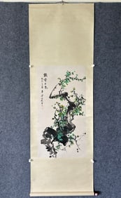 A Chinese Vertical Scroll Ink Painting of Plum Blossom on Paper