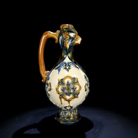 A Rare Tang Tri-Color Glazed Pottery Flower Pattern Rooster Vase