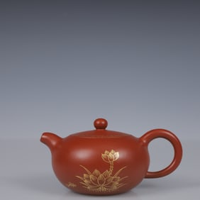 An Exquisite Purple Sands Flower and Bird Pattern Teapot