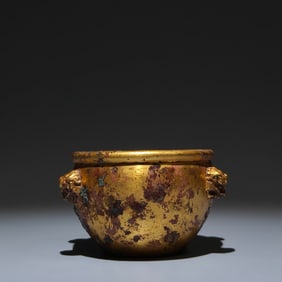 A Rare Gilt Bronze Lion-Shaped Vat