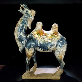 A Rare Tang Tri-Color Glazed Pottery Camel Ornament