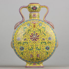 A Huge Enamel Gilt Lotus Pattern Double-Ears Vase