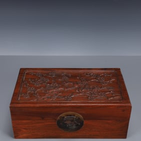 A Rare Huanghuali wood Plum Blossom Pattern Box