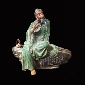 A Huge Shiwan yao Figure Ornament,with Poem