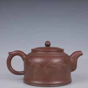 An Exquisite Purple Sands Bamboo Pattern Teapot
