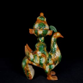 A Rare Liao Tri-Color Glazed Pottery Phoenix Censer