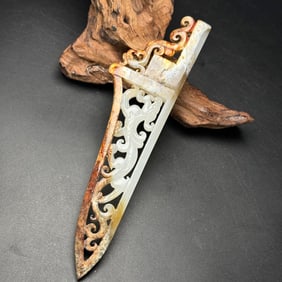 An Exquisite Gaogu Jade Dragon and Phoenix Pattern Knife