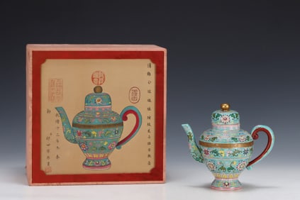 An Exquisite Enamel Lotus Pattern Ewer