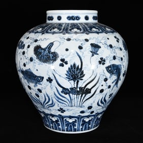 An Exquisite Blue and White Hornwort Pattern Jar