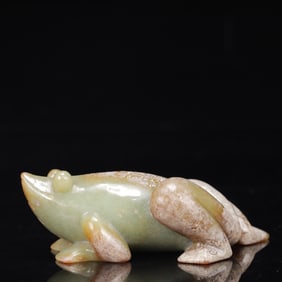 An Exquisite Greenish Jade Frog Ornament