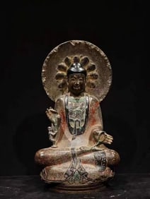 A Rare Limestone Buddha Statue Ornament