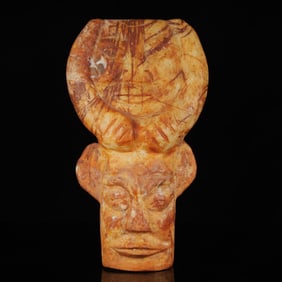 An Archaic Hongshan Culture Yellow Jade Figure Ornament