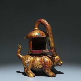 A Rare Gilt Bronze Beast-Shaped Lantern