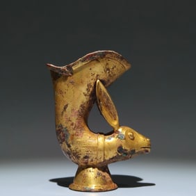 A Rare Gilt Bronze Rabbit-Shaped Cup