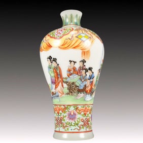 A Precious Coloured glaze Famille-Rose Character and Story Pattern Vase